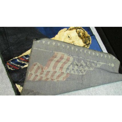 Vintage 1964 JFK John Kennedy President Cotton Rug Tapestry Wall Art 19" x 36"