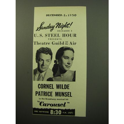 1950 U.S. Steel Hour Advertisement - Cornel Wilde and Patrice Munsel