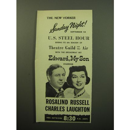 1950 U.S. Steel Hour Advertisement - Rosalind Russell and Charles Laughton