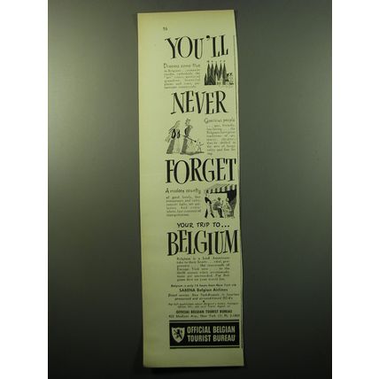 1950 Official Belgian Tourist Bureau Ad - You'll never forget your trip