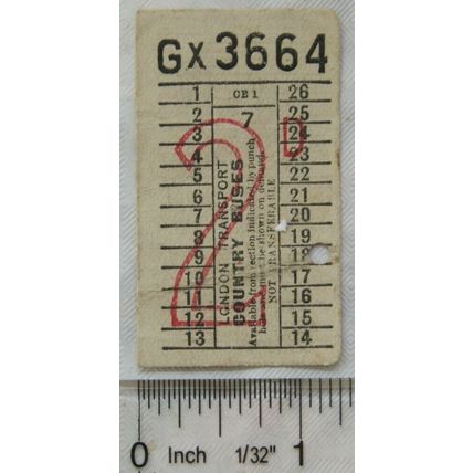 Vintage: ticket London Transport Country Buses 2d -CB1 7