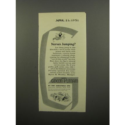 1951 The Gideon Putnam Hotel Ad - Nerves jumping?