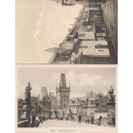 Czech Republic Prague Praha Goldenes Gasschen 2x Old Postcard