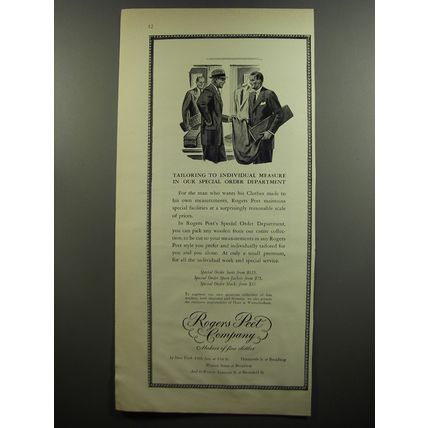 1952 Rogers Peet Clothing Ad - Tailoring to individual measure