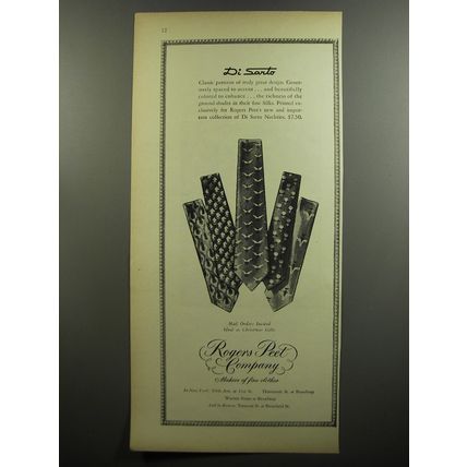 1952 Rogers Peet Di Sarto Neckties Advertisement