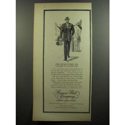 1952 Rogers Peet Clothing Ad - Firm double-nubbed silk tailored by Rogers Peet