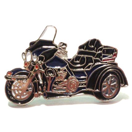 Blue & Black Trike 3 Wheeled Bike Biker Motorcycle Motorbike Metal Enamel Badge