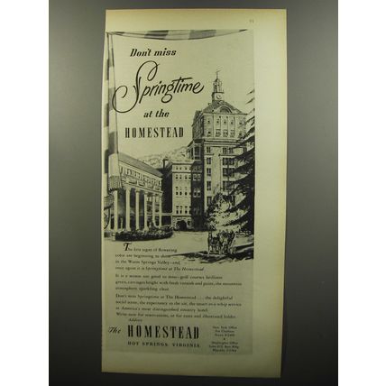 1953 The Homestead Resort Ad - Don't miss Springtime at the Homestead