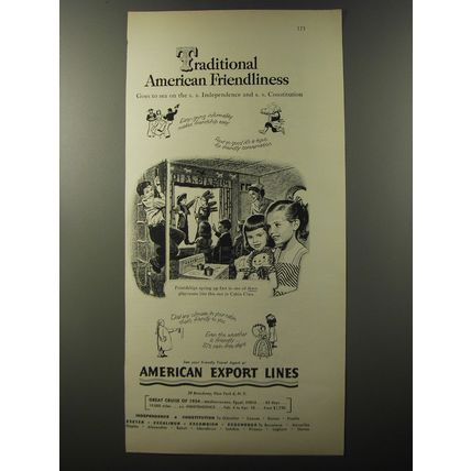 1953 American Export Lines Cruise Ad - American Friendliness