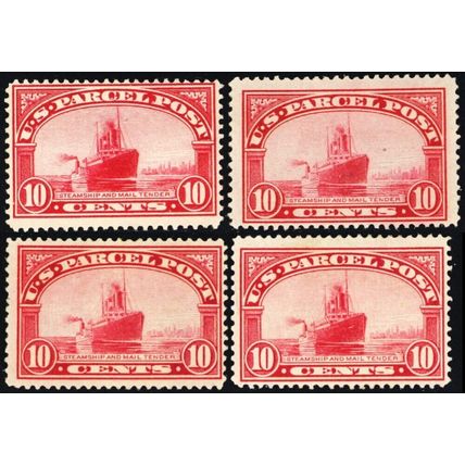 Q6, Mint F-VF H 10¢ - Four Parcel Post Stamps SCV $160.00 - Stuart Katz