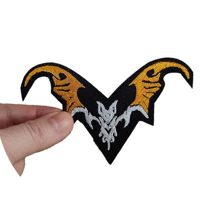 Bat Iron On Badge Embroidered Patch Black White Sew 12 x 8 cm Cloth Logo P056