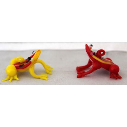 2 x Vintage (1970's) Hand Made, Art Glass, Miniature Frogs