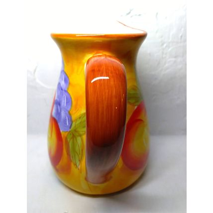 Hand Painted Juice/Tea Pitcher! 7" Ceramic/Porcelain - Floral/Fruit Pattern