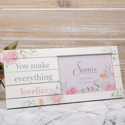 Sophia Photo Frame Wooden You Make Everything Lovelier 12.5 CM Gift Home Decor