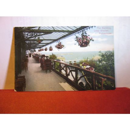 THE BALCONY, THE LEAS SHELTER, FOLKESTONE, KENT.. unused antique postcard =