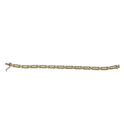 Ladies Fancy XOXOX Link 7" Ladies Bracelet Solid Real 14K Yellow Gold 8.8 Gr