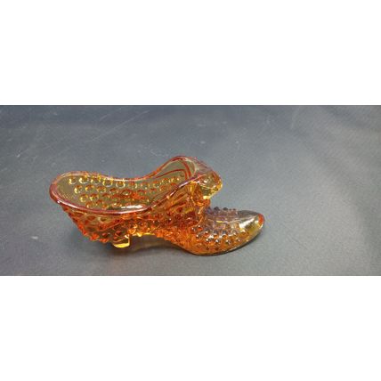 Vintage Fenton S.D. Sollers Orange Shoe Glass Novelty Item
