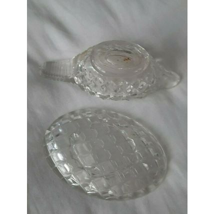 VINTAGE GLASS SAUCE BOAT AND DISH