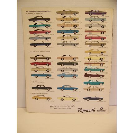 1968 PLYMOUTH BARRACUDA SALES BROCHURE ORIGINAL FRED HUNTINGTON SENECA FALLS NY