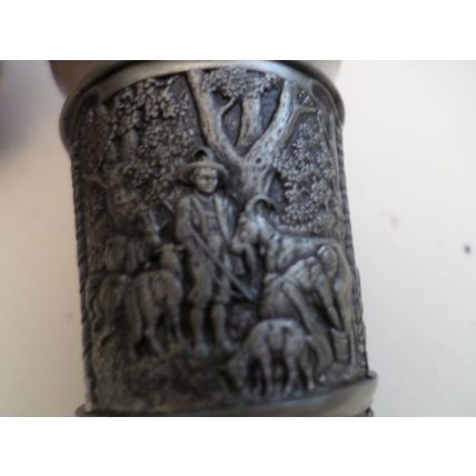 Vintage - 95% Pewter - Shot Cup Pair - SKS ZINN - Multi Hunting Scene