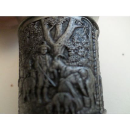 Vintage - 95% Pewter - Shot Cup Pair - SKS ZINN - Multi Hunting Scene