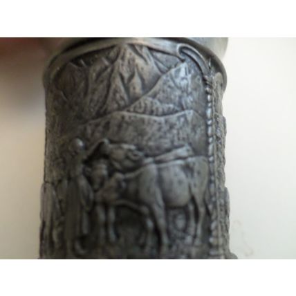 Vintage - 95% Pewter - Shot Cup Pair - SKS ZINN - Multi Hunting Scene
