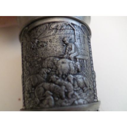 Vintage - 95% Pewter - Shot Cup Pair - SKS ZINN - Multi Hunting Scene