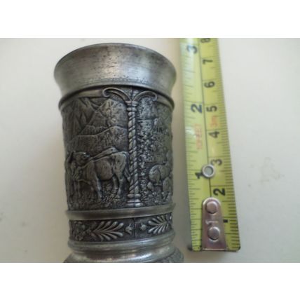 Vintage - 95% Pewter - Shot Cup Pair - SKS ZINN - Multi Hunting Scene