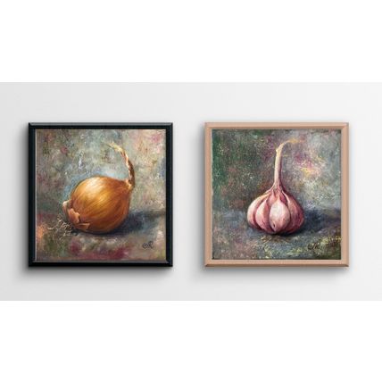 Still Life Garlic and Onion Oil Painting