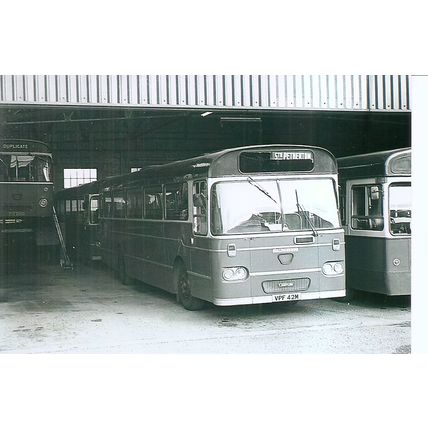 Black & White Photograph of Safeway Services Ltd. - VPF 42M ex Safeguard Coaches