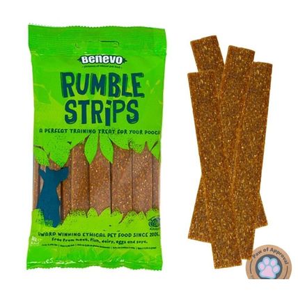 Vegan Vegetarian Low Fat Rumble Strips Dog Treats Benevo 180g Vege Dog Chew