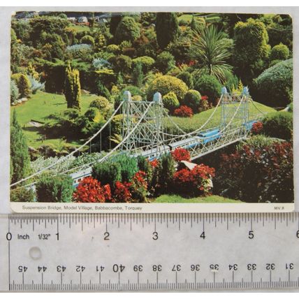1980 postcard Suspension Bridge, Model Village, Babbacombe,Torquay