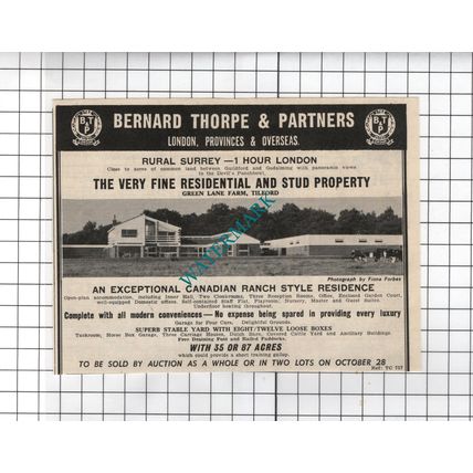 Green Lane Farm Tilford Surrey - 1968 Sale Advert