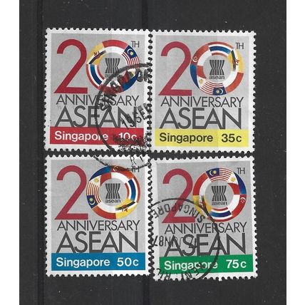 Singapore.20th Anniv of Association South-east Asian Nations set of 4.FU.Jul25