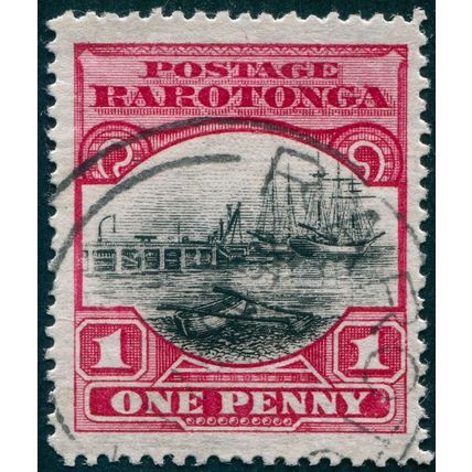 Cook Islands 1924 1d black & deep carmine SG82 used