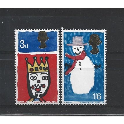 GB.Christmas.Children's Paintings set of 2.Phosphor Issue.Mounted Mint.Jul25b