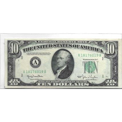 1950 US $10.00 Bill Federal Reserve Bill Gem UNC