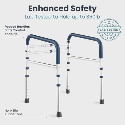 FSA/HSA Eligible - Toilet Safety Rails (350 Lb) - Adjustable Toilet Safety Frame