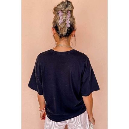 Black Floral Print Crewneck T Shirt