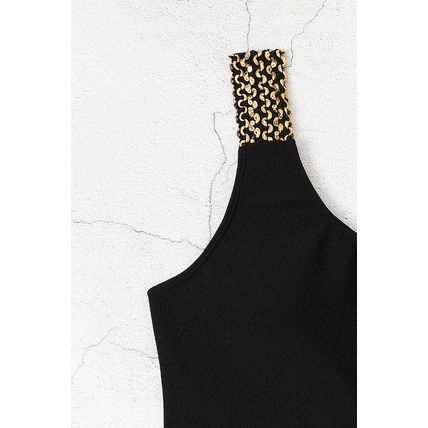 Black Textured Stitch One Shoulder Cutout One Piece Swimsuit