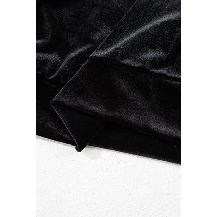 Black Pearl Beaded Half Sleeve Velvet Top
