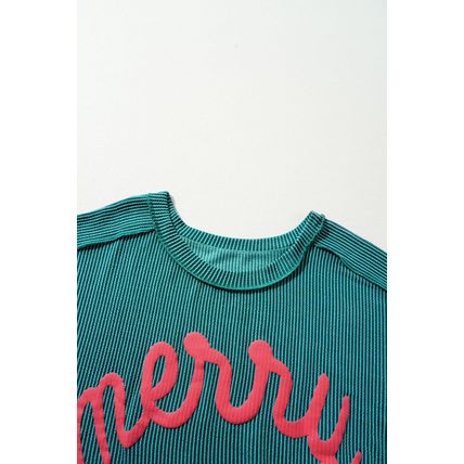 Skobeloff Merry Graphic Corded Batwing Sleeve Knit Top
