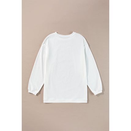 White Ribbed Corduroy Oversized Sweatshirt