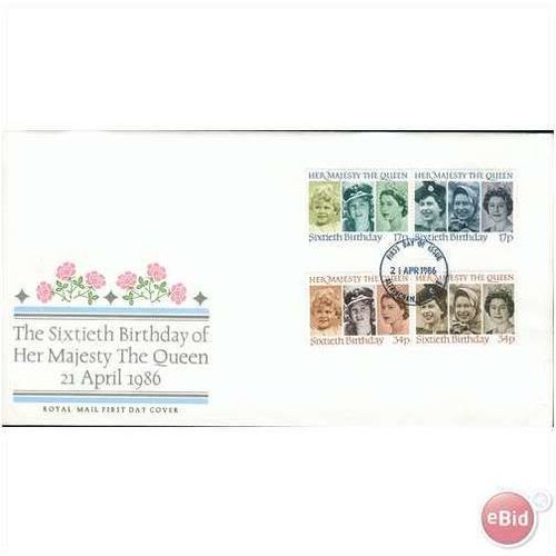 GB FDC 1986 - H.M. The Queen 60th B/day (mint) Cheshire