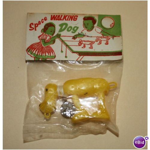 Vintage 1960s Yellow Space Walking Dog Mint in Package