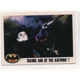 1989 Topps Batman the Movie trading card # 107 Taking aim at the Batwing