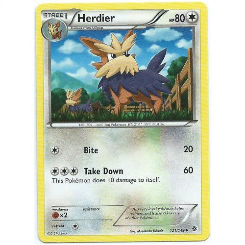 Pokemon Black & White Boundaries Crossed - #121/149 - Herdier
