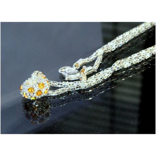 Fine Yellow Crystal Silver Plated Charm Pendant Necklace Chain Jewellery 1598