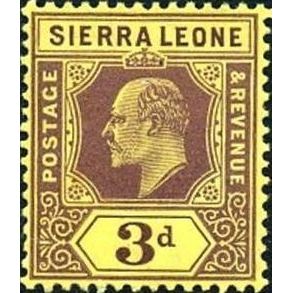 Sierra Leone KEVII 1909 3d Purple on Yellow Mounted Mint MM SG 104 stamp postage