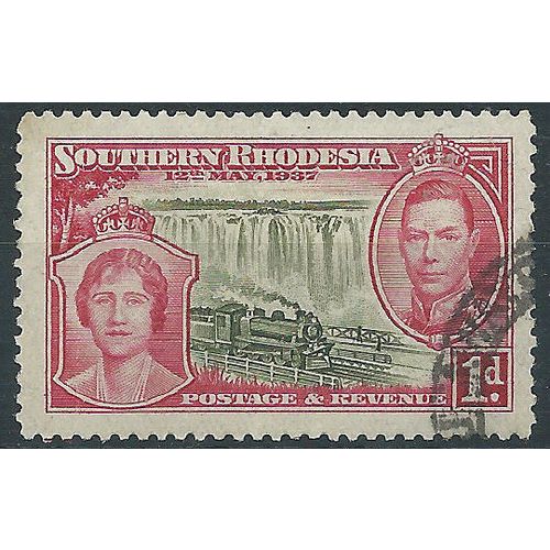 Southern Rhodesia 1937 SG36 1d Olive & Rose-Carmine Coronation Fine Used....